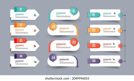 Colección de elementos de infografía con estilo plano. banner mínimo. ilustración vectorial.