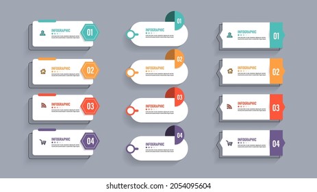 Colección de elementos de infografía con estilo plano. banner mínimo. ilustración vectorial.