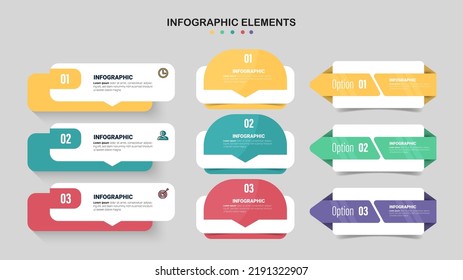 Colección de elementos de infografía con estilo plano. banner mínimo. ilustración vectorial.	