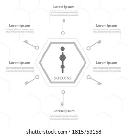 Infographics element in concept of  hold keys success on white background with text space. Flat and Paper cut design for cover, template, brochure, web banner.