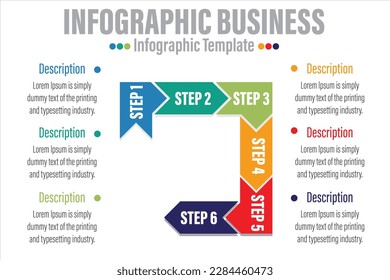 El diseño de elementos de infografía para 6 pasos o seis opciones, se puede utilizar para pasos o procesos de concepto de negocio, visualización de datos.