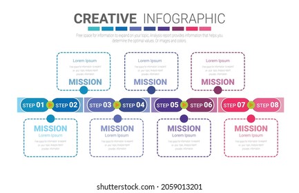 Infographics element design for 8 option, can be used for Business concept steps or processes, Data visualization.