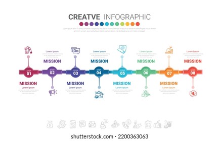 Infographics element design for 8 option, can be used for Business concept steps or processes, Data visualization.