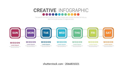 Infographics element design for all day, can be used for Business concept with 7 options, steps or processes.