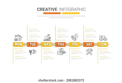 Infographics element design for all day, can be used for Business concept with 7 options, steps or processes.