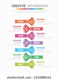 Infographics element design for all day, can be used for Business concept with 7 options, steps or processes.