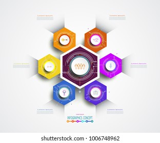 Infographics element label design with icon and 6 option or step,Business concept, Blank space for content, business, infographic, diagram, process ,template, timeline, book cover, flowchart, info