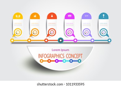 Infographics element label design with icon and 6 option or step,Business concept, Blank space for content, business, infographic, diagram, process ,template, timeline, book cover, flowchart, info