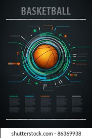 infographics element with sports basketball Ball