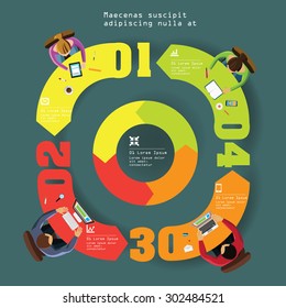 Infographics Element -  Top View on Arrows with People. Vector illustration.