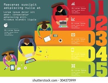 Elemento infográfico - Vista superior en líneas con personas. Ilustración vectorial.