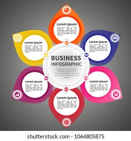 Infographics element vector design, Business concept with 6 steps, workflow, diagram, banner, process, business presentation template, web design.
