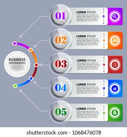 Infographics element vector design, Business concept with 5 steps, workflow, diagram, banner, process, business presentation template, web design.