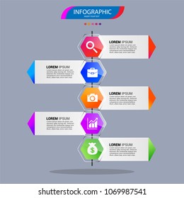 Infographics element vector design, Business concept with 5 steps, workflow, diagram, banner, process, business presentation template, web design.