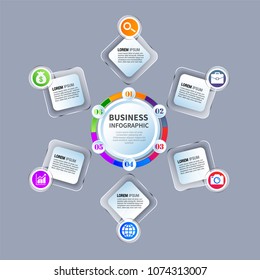 Infographics element vector design, Business concept with 6 steps, workflow, diagram, banner, process, business presentation template, web design.