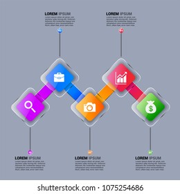 Infographics element vector design, Business concept with 5 steps, workflow, diagram, banner, process, business presentation template, web design.