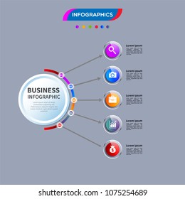 Infographics element vector design, Business concept with 5 steps, workflow, diagram, banner, process, business presentation template, web design.