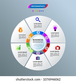 Infographics element vector design, Business concept with 6 steps, workflow, diagram, banner, process, business presentation template, web design.