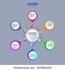 Infographics element vector design, Business concept with 6 steps, workflow, diagram, banner, process, business presentation template, web design.