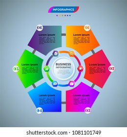 Infographics element vector design, Business concept with 6 steps, workflow, diagram, banner, process, business presentation template, web design.