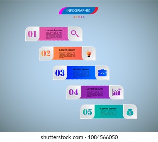 Infographics element vector design, Business concept with 5 steps, workflow, diagram, banner, process, business presentation template, web design.