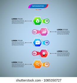 Infographics element vector design, Business concept with 5 steps, workflow, diagram, banner, process, business presentation template, web design.