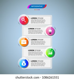 Infographics element vector design, Business concept with 5 steps, workflow, diagram, banner, process, business presentation template, web design.