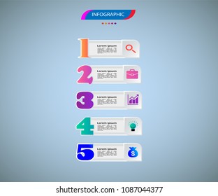 Infographics element vector design, Business concept with 5 steps, workflow, diagram, banner, process, business presentation template, web design.