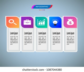 Infographics element vector design, Business concept with 5 steps, workflow, diagram, banner, process, business presentation template, web design.