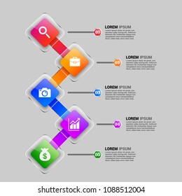 Infographics element vector design, Business concept with 5 steps, workflow, diagram, banner, process, business presentation template, web design.