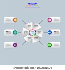 Infographics element vector design, Business concept with 6 steps, workflow, diagram, banner, process, business presentation template, web design.