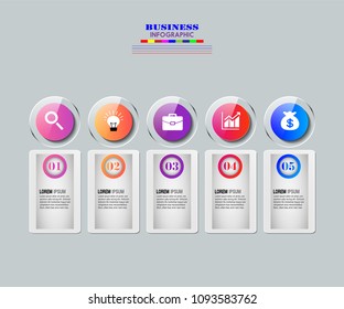 Infographics element vector design, Business concept with 5 steps, workflow, diagram, banner, process, business presentation template, web design.