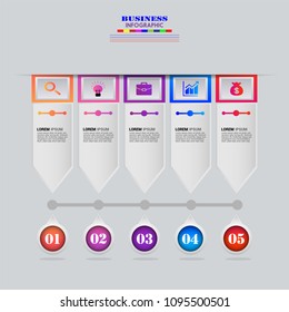 Infographics element vector design, Business concept with 5 steps, workflow, diagram, banner, process, business presentation template, web design.