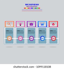 Infographics element vector design, Business concept with 5 steps, workflow, diagram, banner, process, business presentation template, web design.