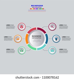 Infographics element vector design, Business concept with 6 steps, workflow, diagram, banner, process, business presentation template, web design.