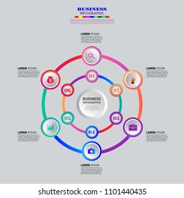 Infographics element vector design, Business concept with 6 steps, workflow, diagram, banner, process, business presentation template, web design.
