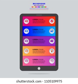 Infographics element vector design, Business concept with 5 steps, workflow, diagram, banner, process, business presentation template, web design.