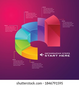 Diseño vectorial de elementos de infografía, concepto de negocio con 4 pasos, flujo de trabajo, diagrama, banner, proceso, plantilla de presentación de negocios, diseño web.