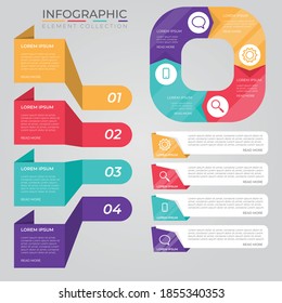 Diseño vectorial de elementos de infografía, concepto de negocio con pasos, flujo de trabajo, diagrama, banner, proceso, plantilla de presentación de negocios, diseño web.