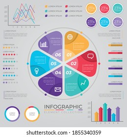 Diseño vectorial de elementos de infografía, concepto de negocio con pasos, flujo de trabajo, diagrama, banner, proceso, plantilla de presentación de negocios, diseño web.