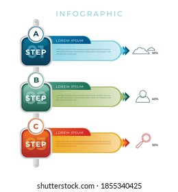 Diseño vectorial de elementos de infografía, concepto de negocio con pasos, flujo de trabajo, diagrama, banner, proceso, plantilla de presentación de negocios, diseño web.