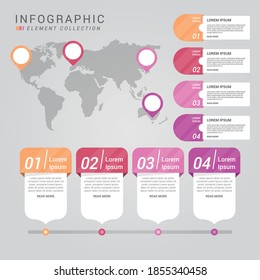 Diseño vectorial de elementos de infografía, concepto de negocio con pasos, flujo de trabajo, diagrama, banner, proceso, plantilla de presentación de negocios, diseño web.