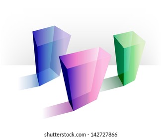 Infographics elements. 3D glass cube objects.