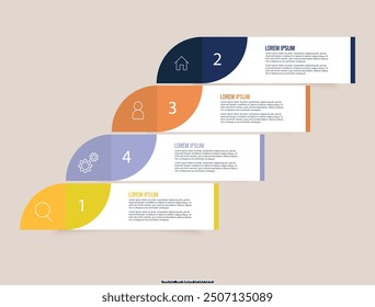 Infographics Elements. 4 steps of timeline infographics design template. For use in Presentation. Flyer and Leaflet, Cards, Landing . Vector illustration.