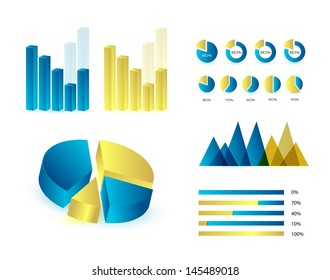 Infographics elements in blue and yellow colors. Editable vector illustration. Eps 10.