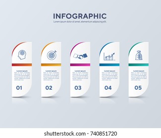 Infographics elements. Business concept with 5 options. Template design.