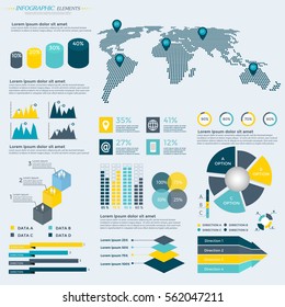 Infographics Elements Collection - business vector illustration for presentation, booklet, website, blog, workflow layout, brochure, banner, card, step up options, web design, poster, flyer, timeline.