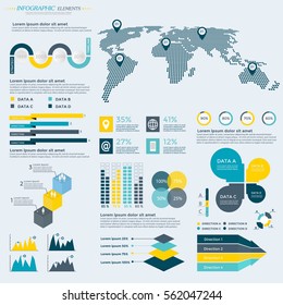 Infographics Elements Collection - business vector illustration for presentation, booklet, website, blog, workflow layout, brochure, banner, card, step up options, web design, poster, flyer, timeline.