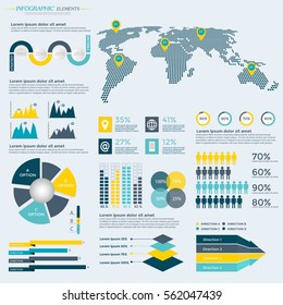 Infographics Elements Collection - business vector illustration for presentation, booklet, website, blog, workflow layout, brochure, banner, card, step up options, web design, poster, flyer, timeline.