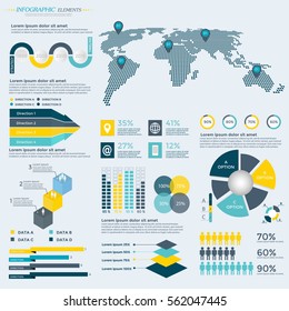 Infographics Elements Collection - business vector illustration for presentation, booklet, website, blog, workflow layout, brochure, banner, card, step up options, web design, poster, flyer, timeline.